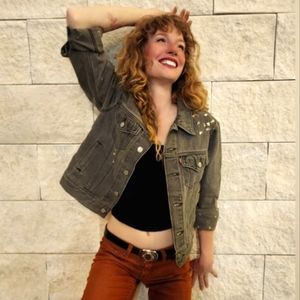 Psychedelic Cat Jean Jaket